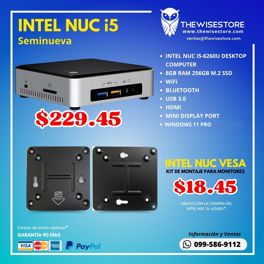 Intel NUCi5-6260U 8GB RAM 256GB SSDWindows 11 Pro - TheWiseStore